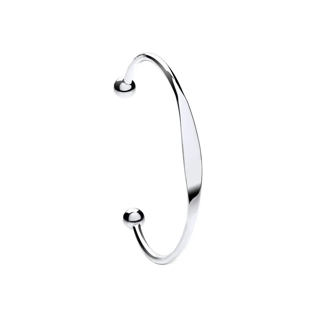 Torque Bangle Sterling Silver Solid with ID plate Womens Jewellery