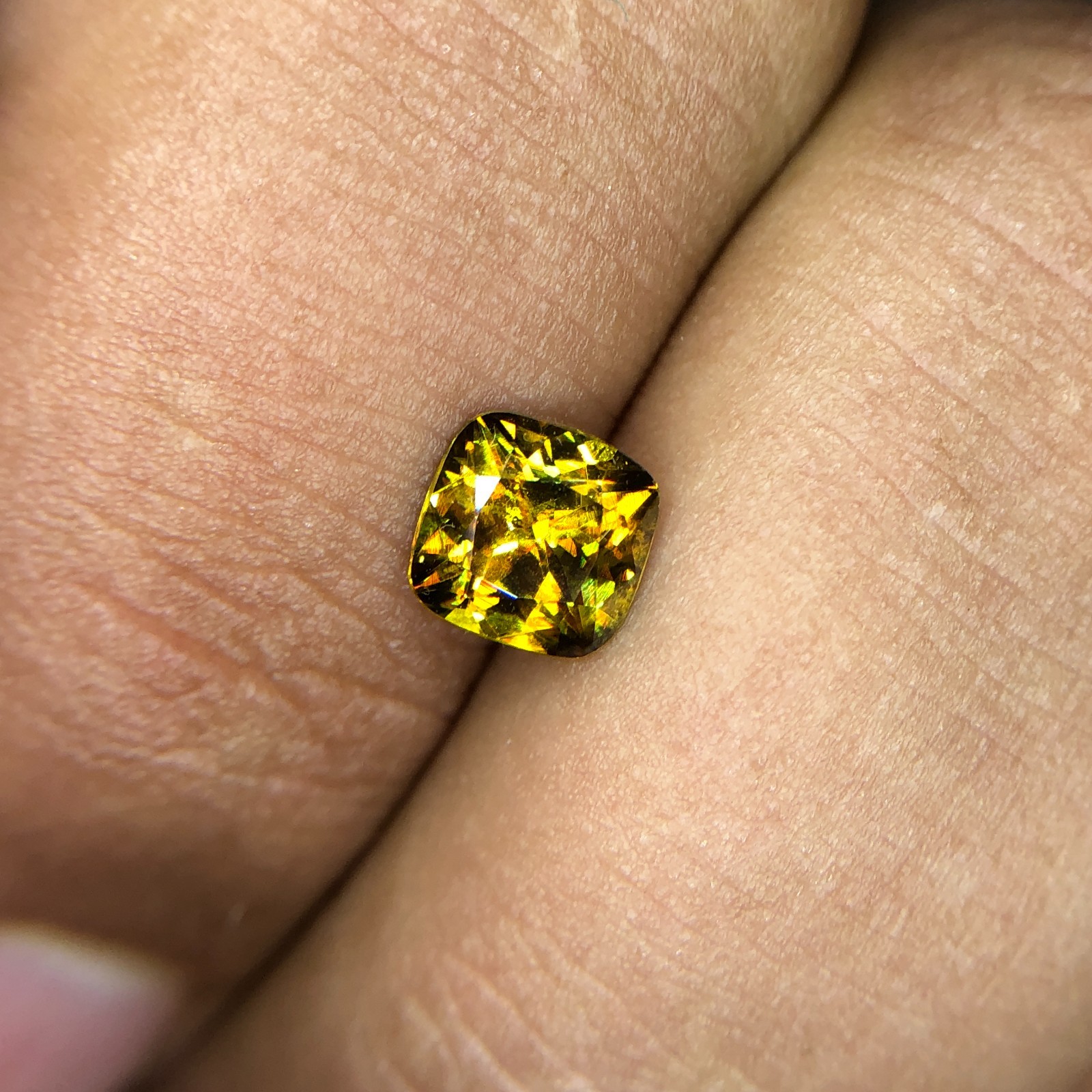 1.45 Ct Natural Full Fire Sphene Titanite | Cushion Cut Gemstone | For Jewelry