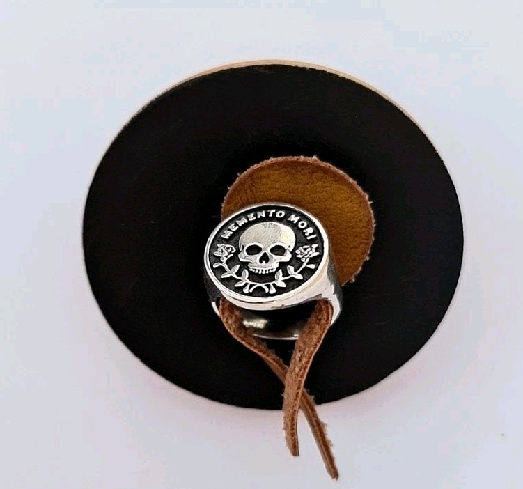 Memento Mori Sterling Silver Ring • Skull Signet Ring • Unisex Statement Ring