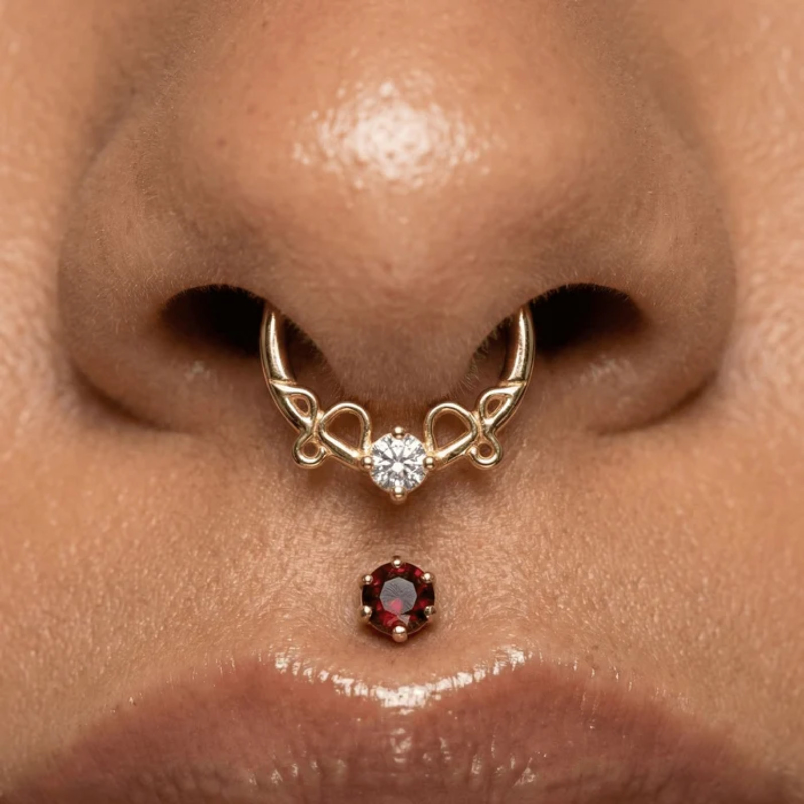 316L Surgical Steel Round CZ Duo Snake Hinged Segment Clicker Nose Septum Ring