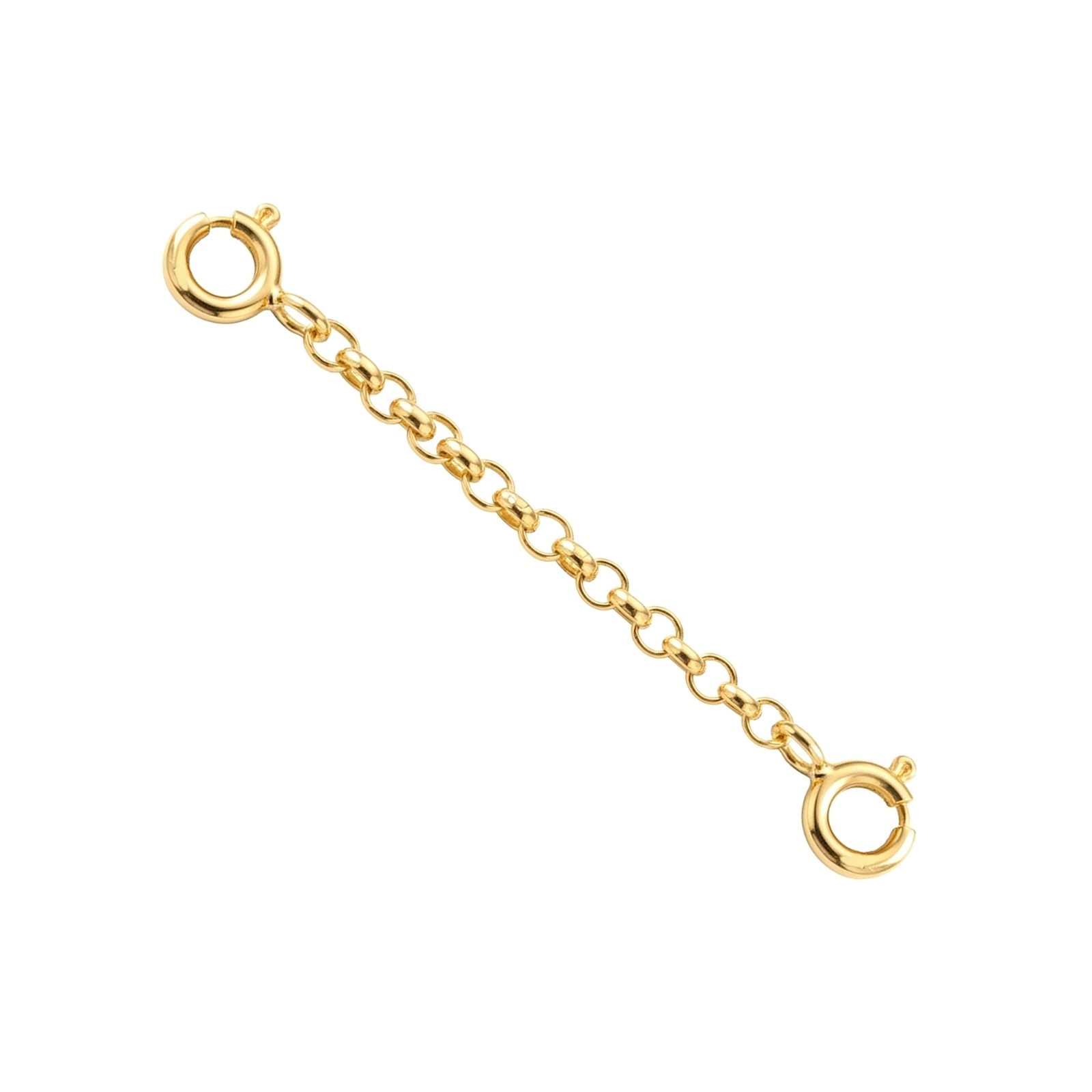 10k Solid Yellow Gold 1.5mm Rolo Extender 1″ to 10″ Spring Ring At Each End