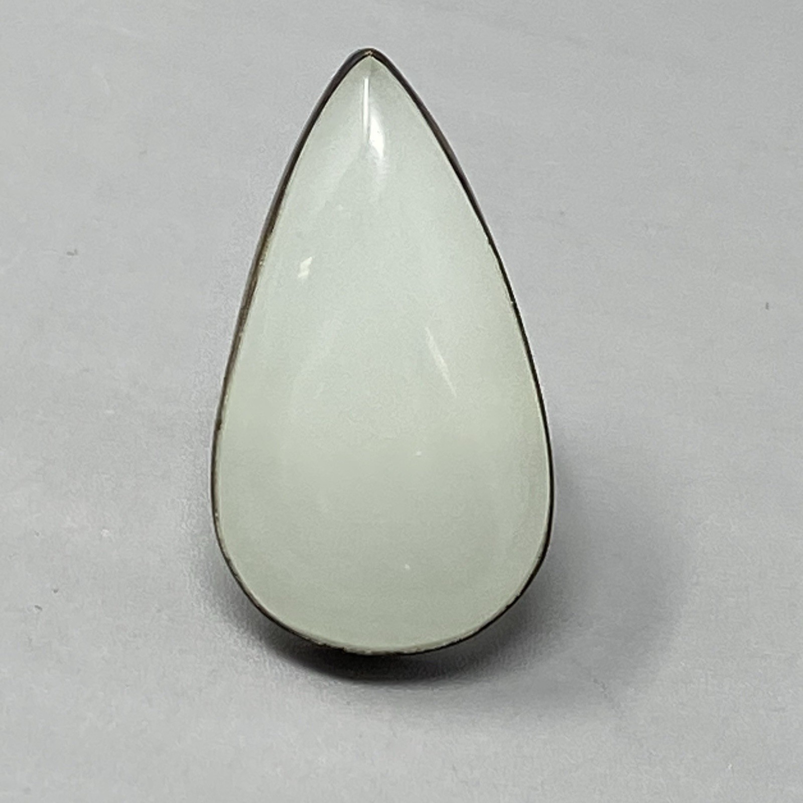 Creamy White Stone Ring Large Teardrop Chunky Retro Bohemian Marked 925 Size 8
