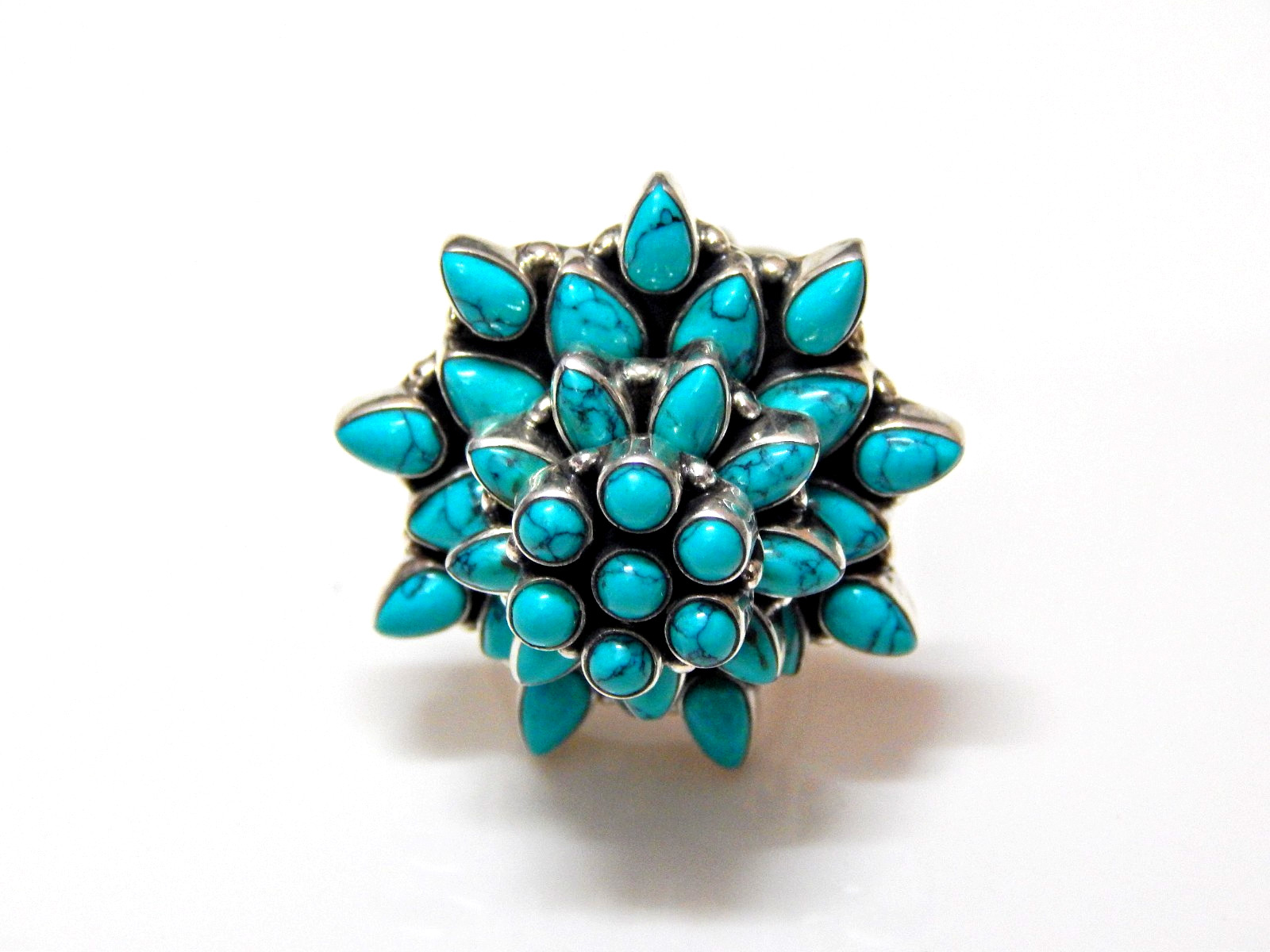 Natural Turquoise 925 Sterling Silver Ring tower Ring Wedding Jewelry handmade