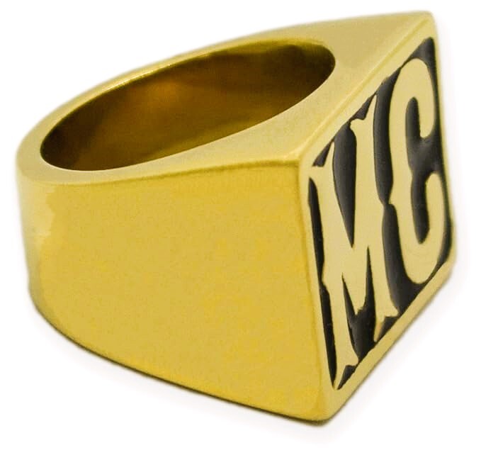 MC LG Solid Gold Motorcycle Club Biker Ring Sz 7 thru 15,