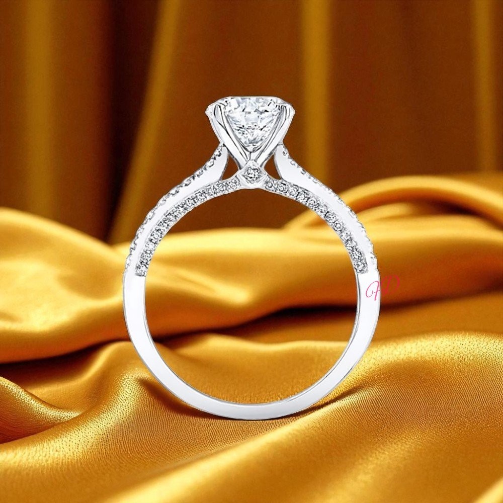 Diamond Ring Wedding Gold Lab Grown Round Cut 14k White IGI Womens 1.36 Carat