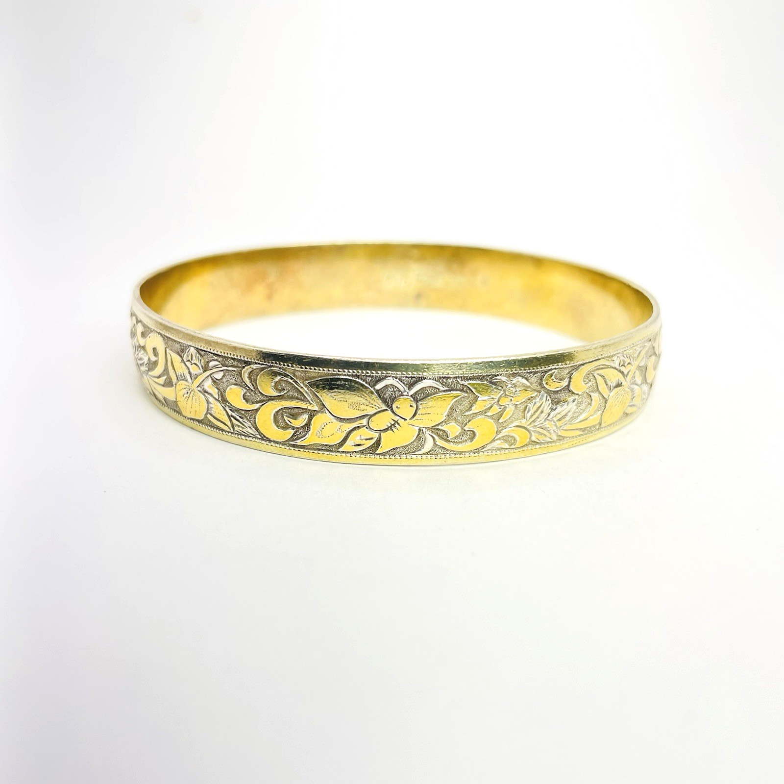 RHHJ Two-Tone Butterfly Design Sterling Silver Bangle Bracelet (36.14g)