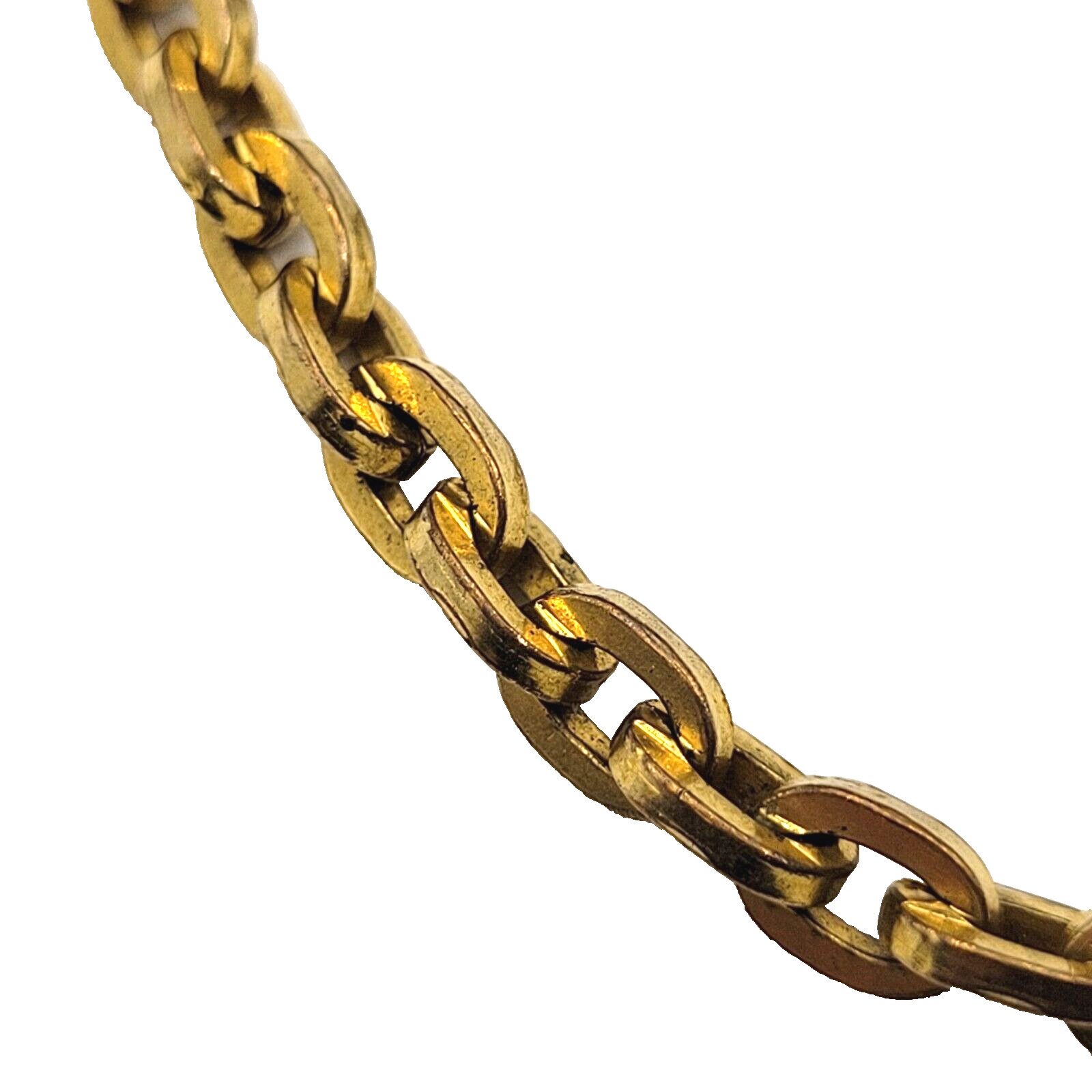 Fancy Dress Formal Vintage Gold Tone Brass Plate Tie Bar Clasp Cable Chain 1930s