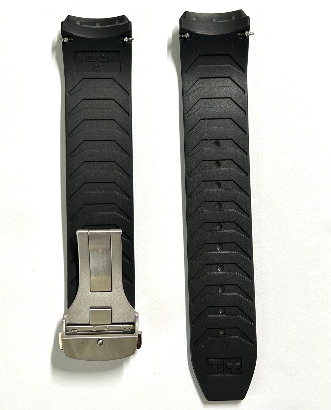 Original Tissot T-Touch CONNECT Solar T121420A Black Rubber Watch Band Strap