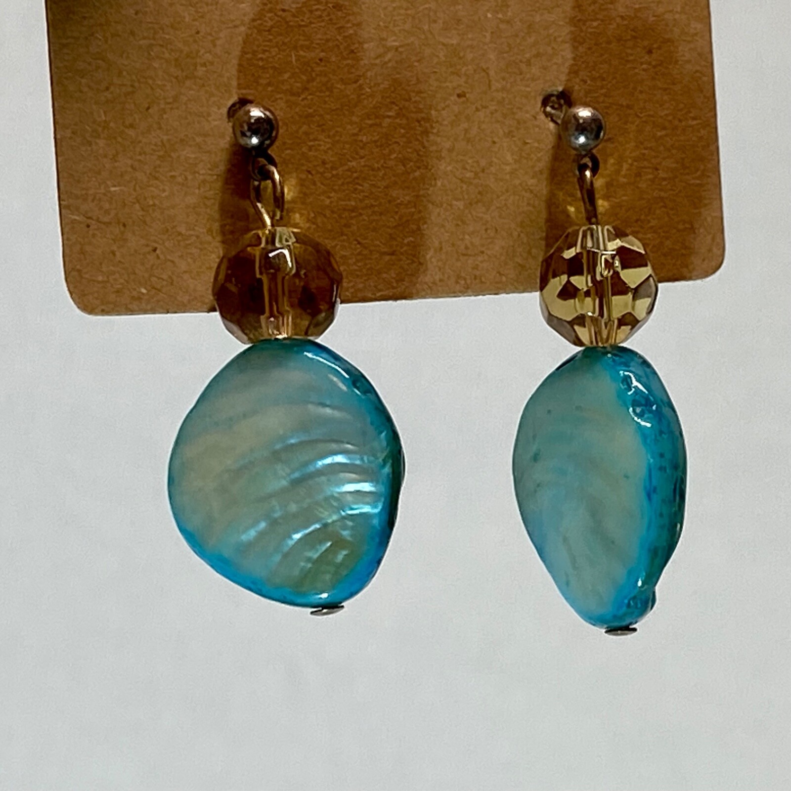 Turquoise Beaded Natural Ocean Beach Teal Sea Blue Dangle Drop Fine Earrings