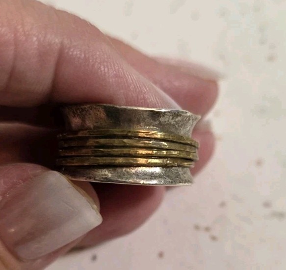 PAZ 925 STERLING SILVER HAMMERED SPINNER RING MADE IN ISRAEL PZ