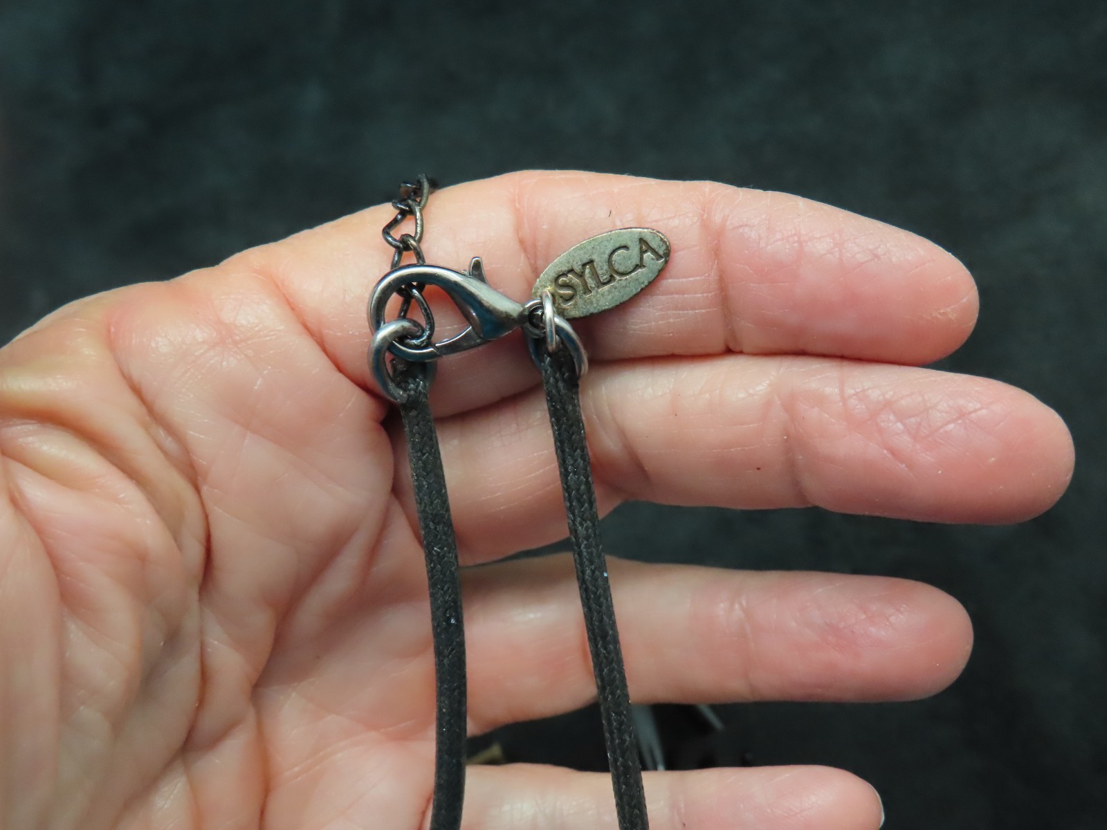 Vintage Triple Strand Black & Beige Leather Statement Necklace