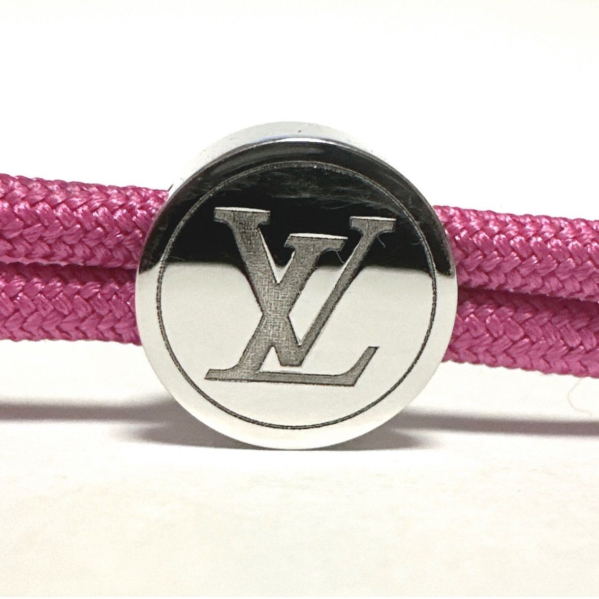 Louis Vuitton Authentic Bracelet LV Space Pink Metal Canvas M00282 DP0221 25.5cm