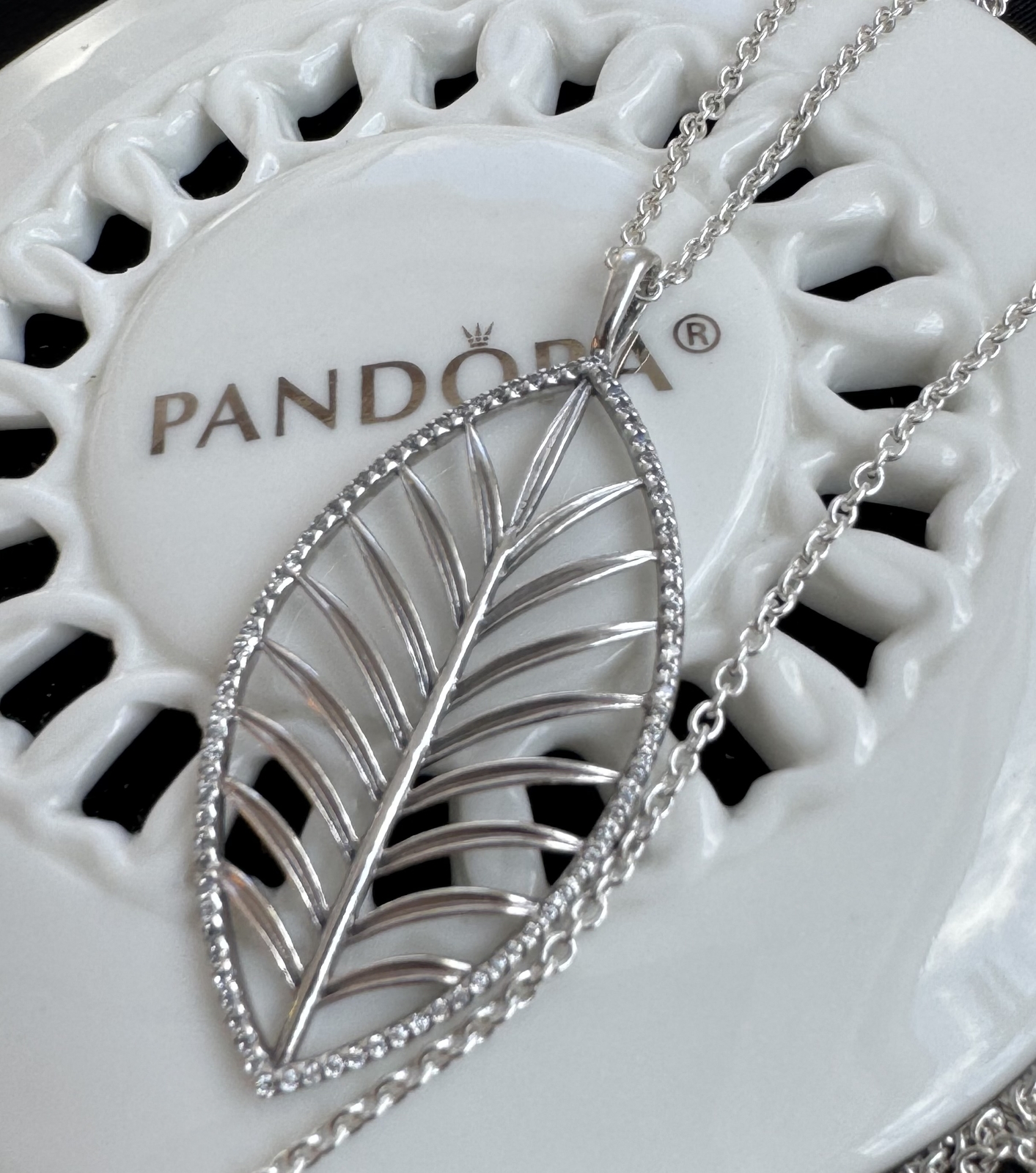 Authentic Pandora Palm Leaf Chain Necklace #390370CZ- 90 cm / 35.4 in