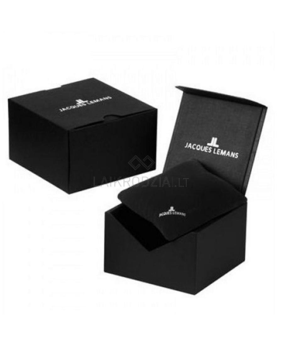 JACQUES LEMANS Men Analog Quartz Casual Watch Classic Dress Black Dial Waterproo