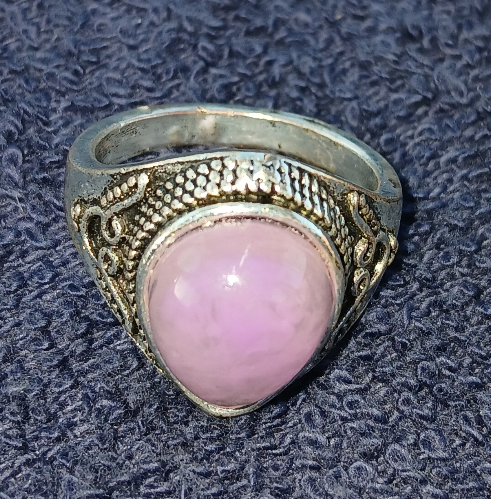Sterling Silver Pink Rose Quartz Ring 8.13 grams Size 10 Ring Is Not Stamped