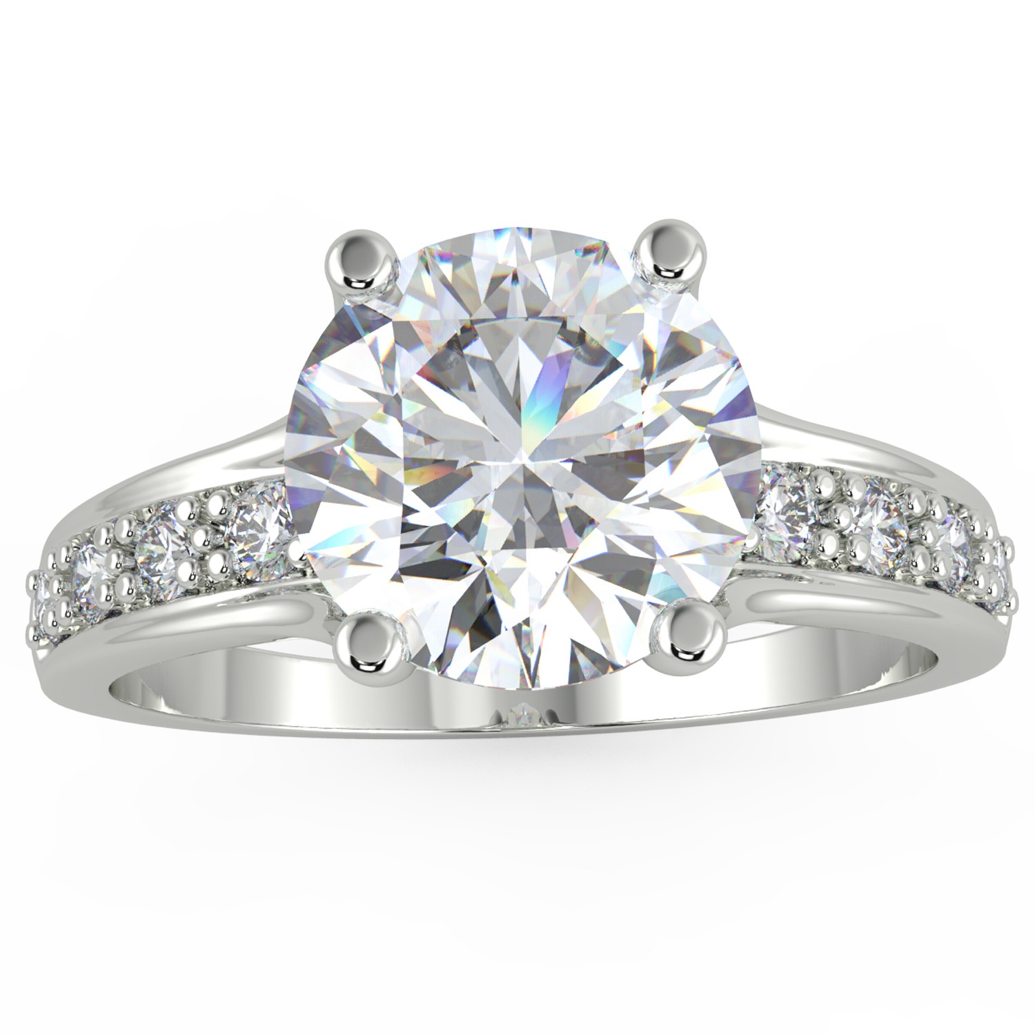 1.83 Ct Round Cut VS1/E Solitaire Pave Diamond Engagement Ring 14K White Gold