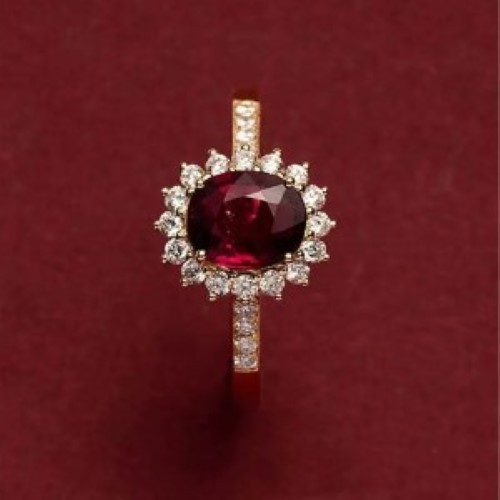 OVAL GARNET FLOWER/925SS RING-10 (R084910)