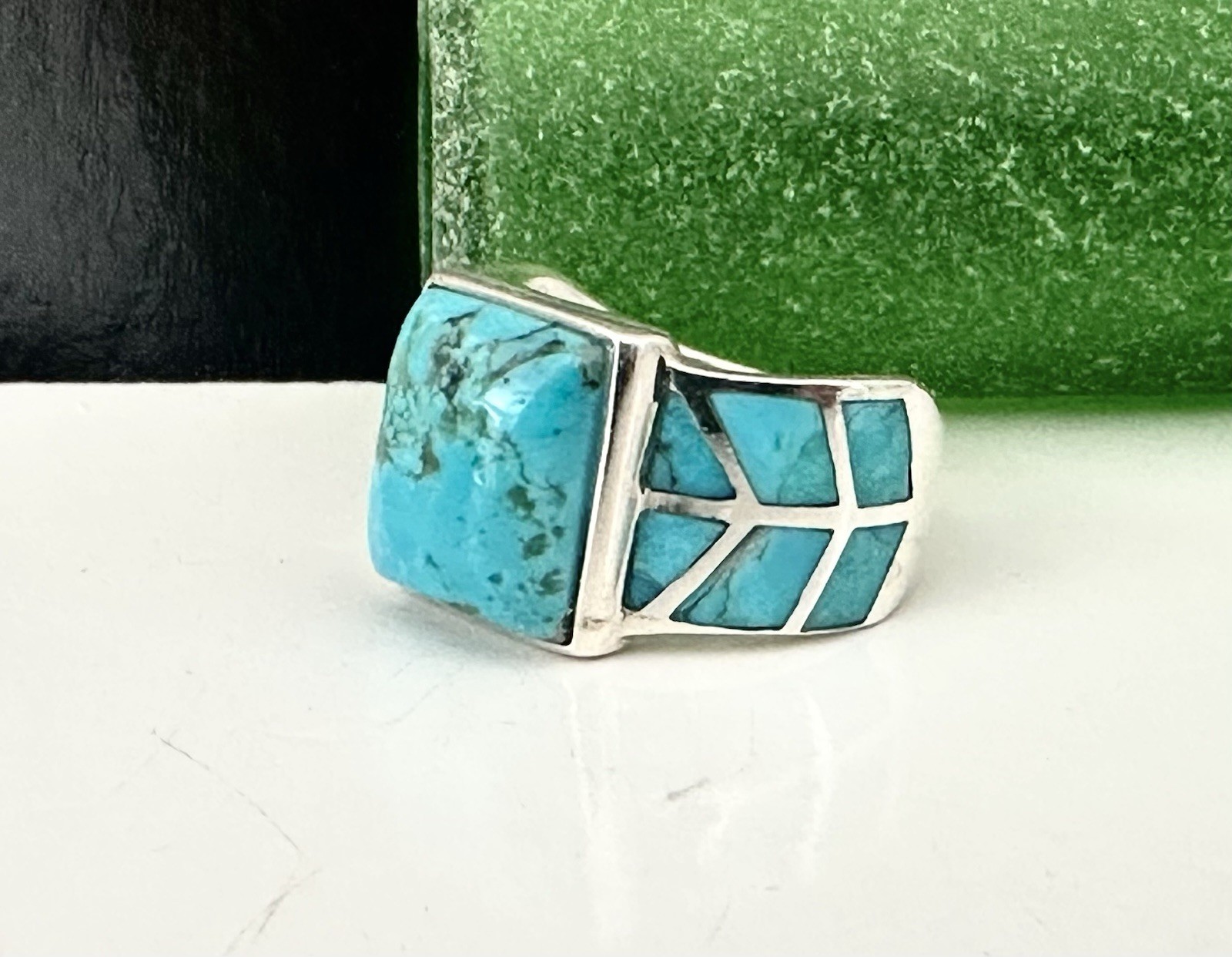 Southwest STYLE Turquoise Ring Sterling Silver 925 Signed Designer
