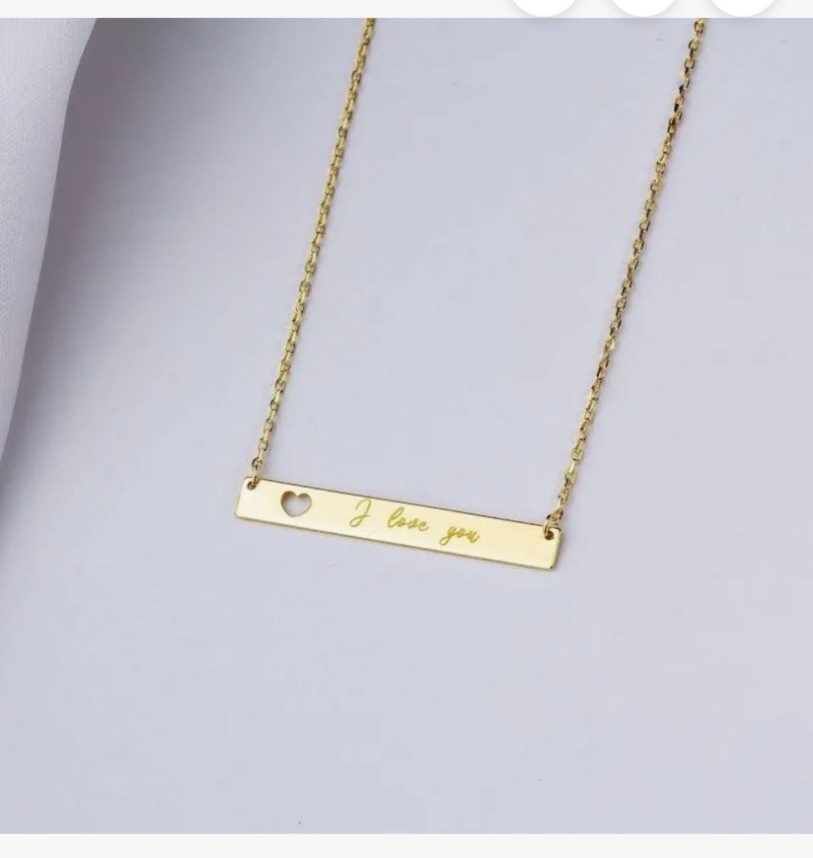 Custom Engraved Gold Bar Necklace with Heart Cutout