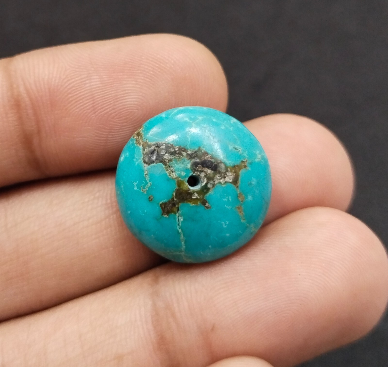 Tibetan Turquoise Round Tyre Beads, Real Undyed Gemstone (19×9 mm) Make Jewelry