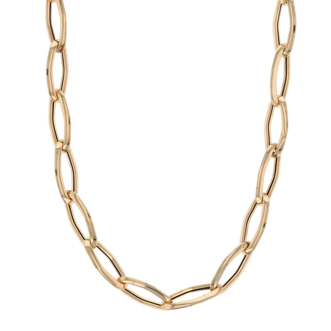 6.9mm Hollow Fancy Paperclip Link Chain 20″ Necklace 14k Yellow Gold 5.41 Grams