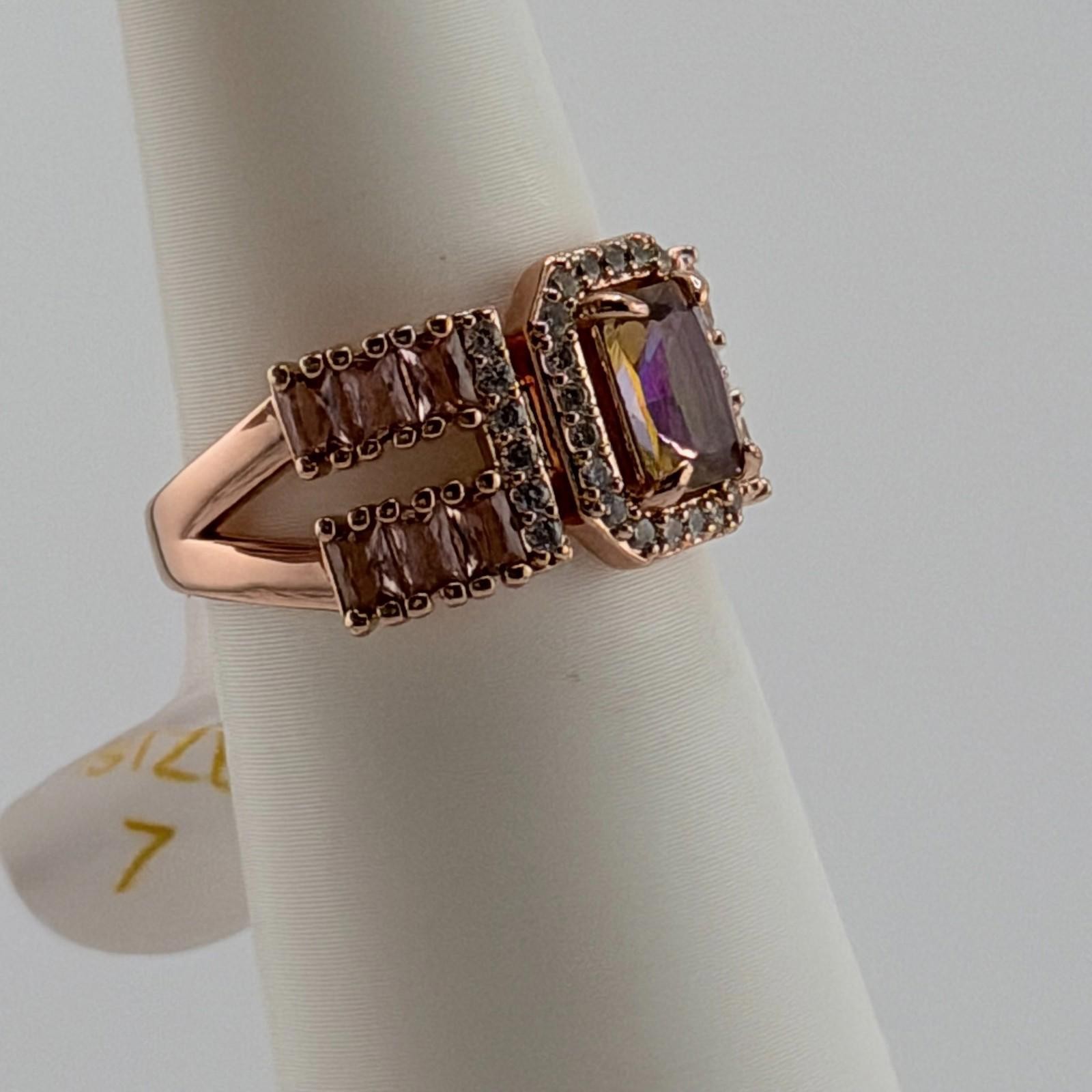 Bomb Party Ring Sz 7 “Fits Like a Glove” Rainbow Topaz on Rose Gold RBP6669