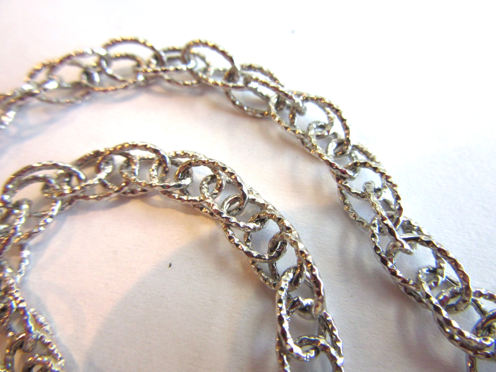 OT 925 Turkey silver textured oval link Anklet or bracelet – 10″ long 3.2 grams