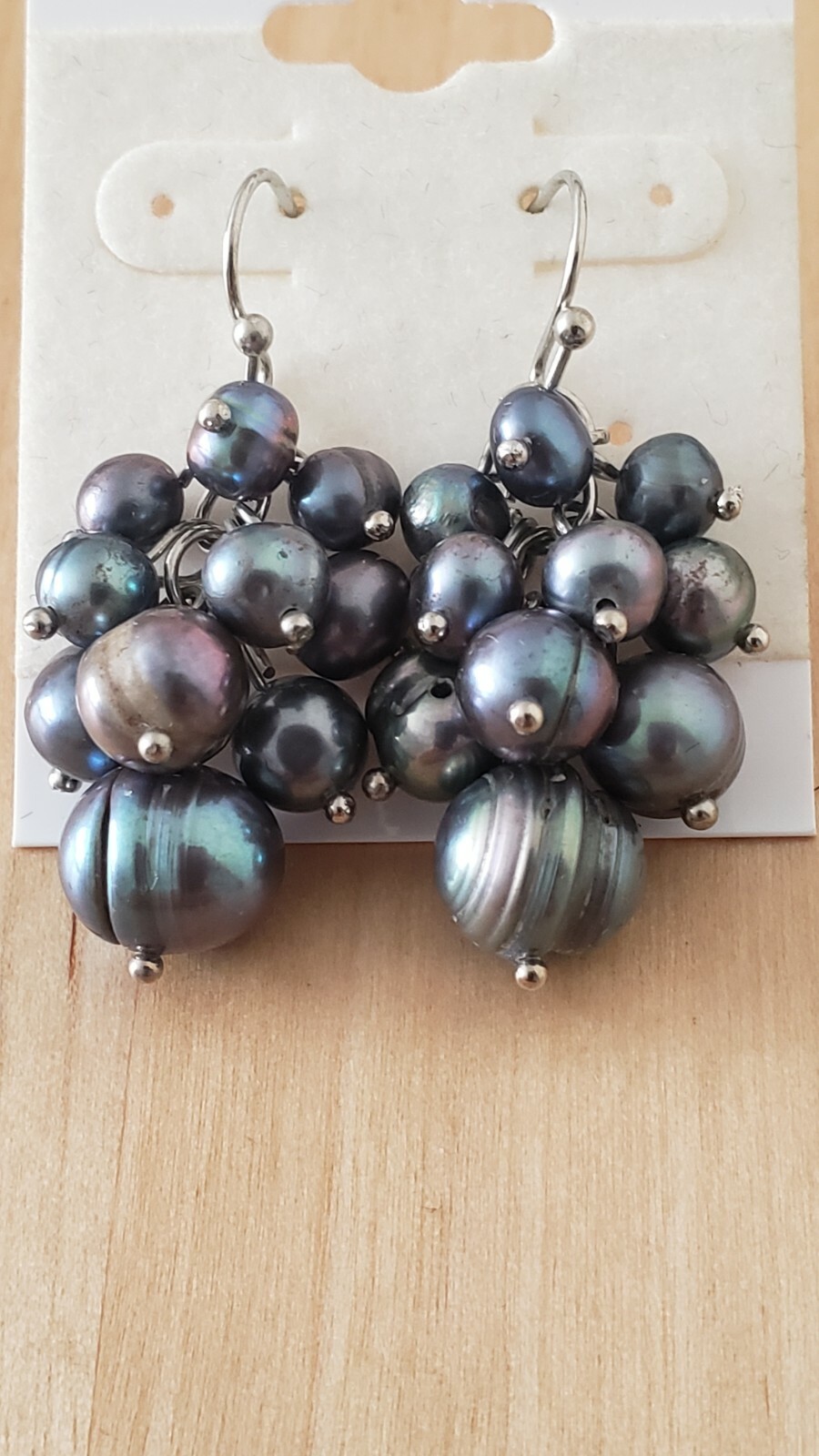 HAND CRAFTED EARRINGS , 1.5″ long, Genuine PEARL – made in USA