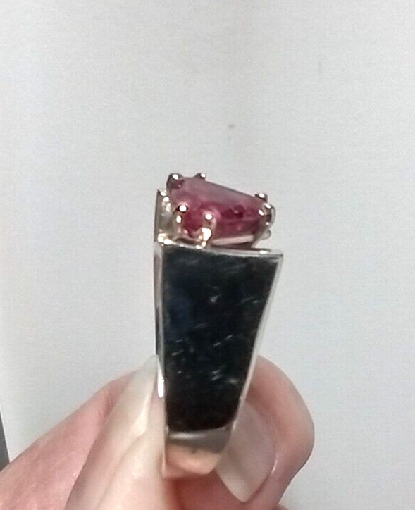 Natural 2.29 Ct Pink Tourmaline, 14 Kt White Gold Cathedral Mounting, Wt. 9.7 gm