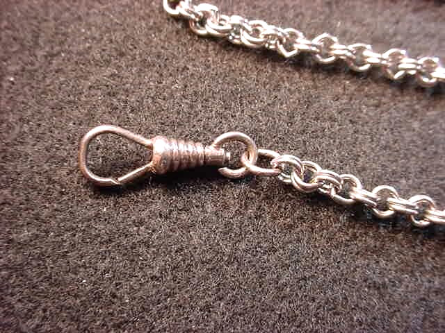 19 1/2 INCH BASE METAL SILVER COLOR POCKET WATCH CHAIN–ATTRACTIVE LINKS! #15