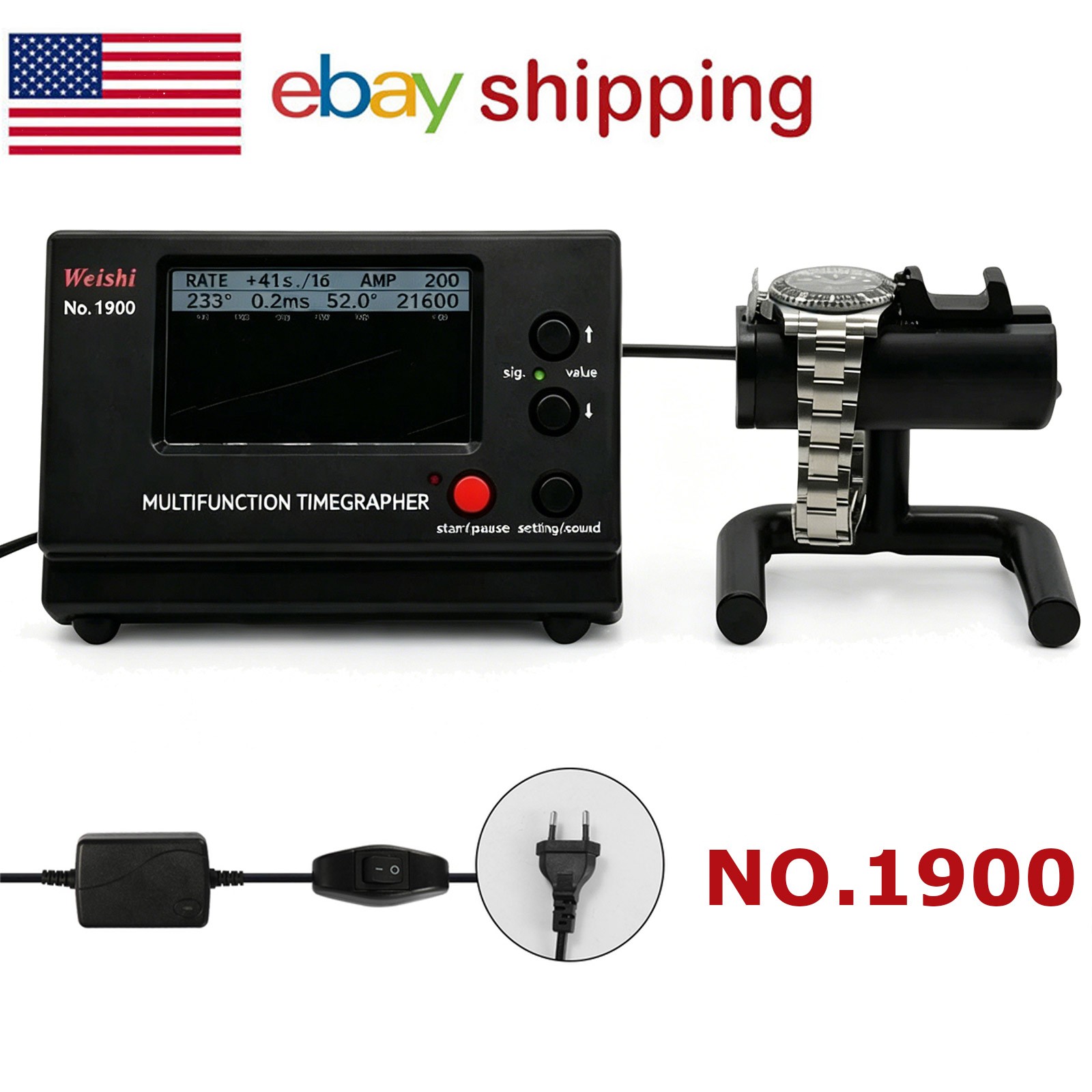 WeiShi US Plug No.1900 Timegrapher Watch Testing Tool Watch Tester for Repairers