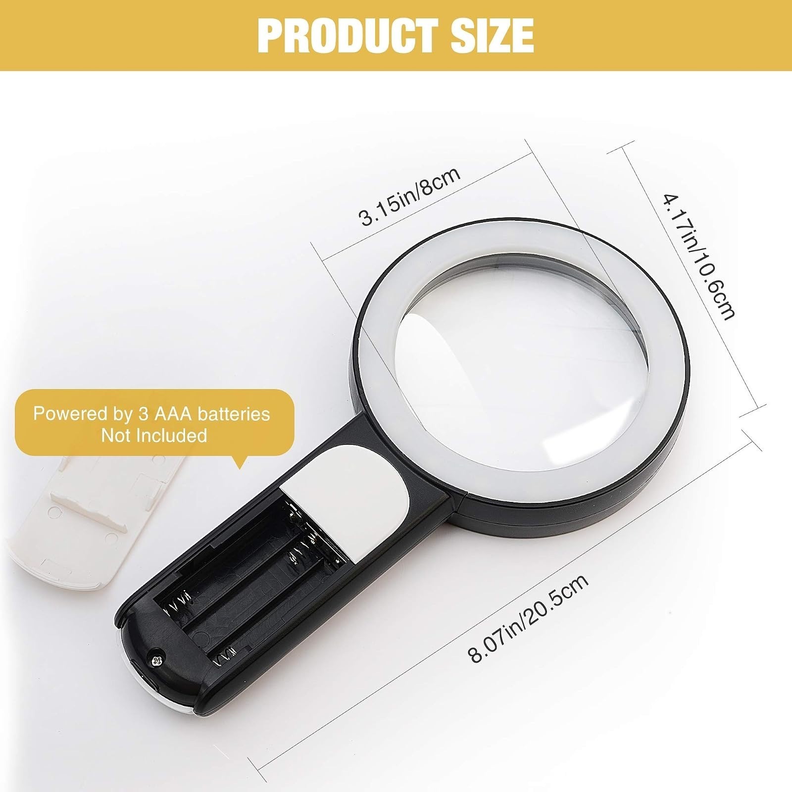 JMH Magnifying Glass with Light, Handheld Large Magnifying Glass 18LED Cold and