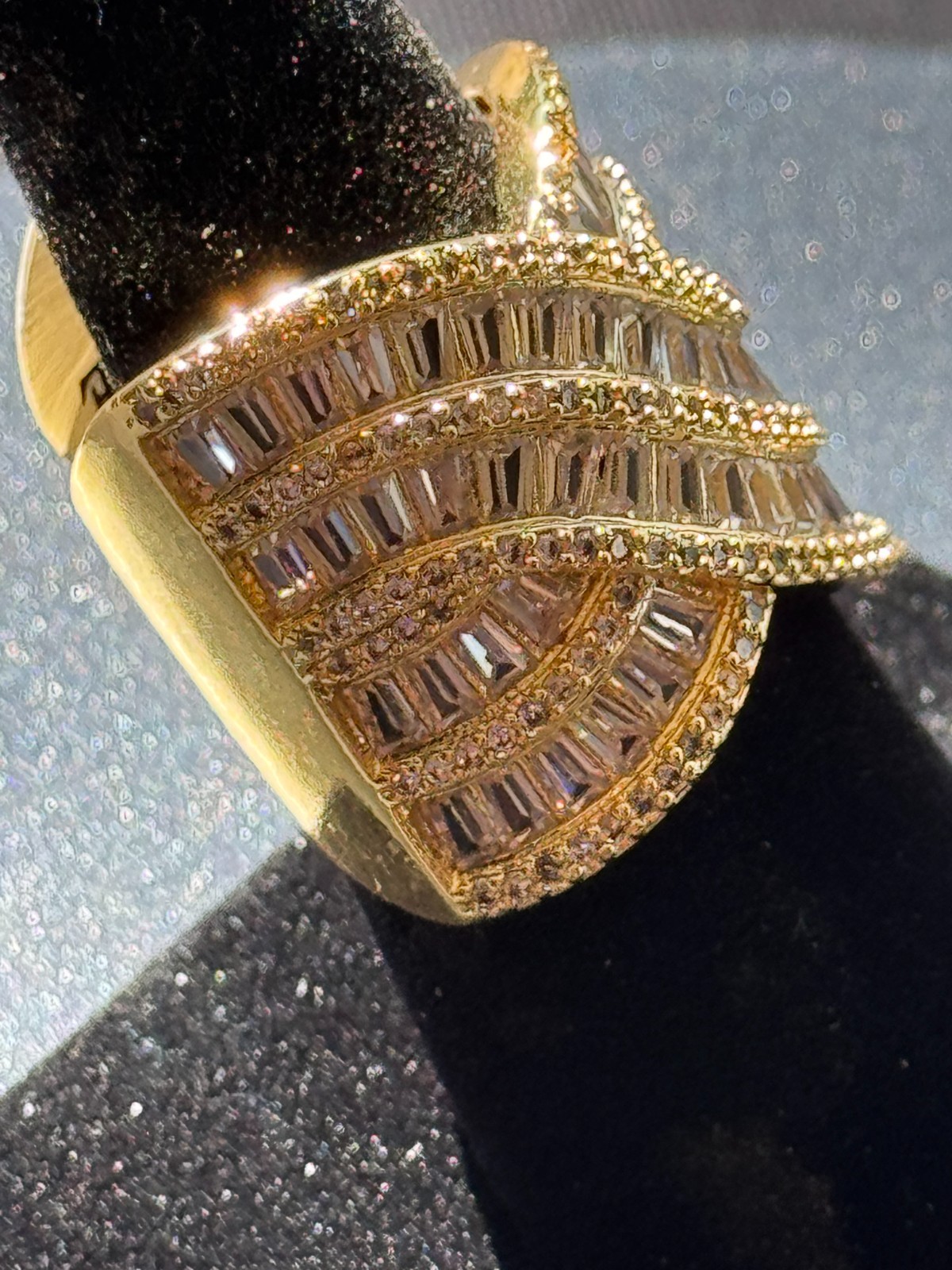 Stunning Wave Style Baguette Statement Cocktail Ring Size 7 Free Shipping