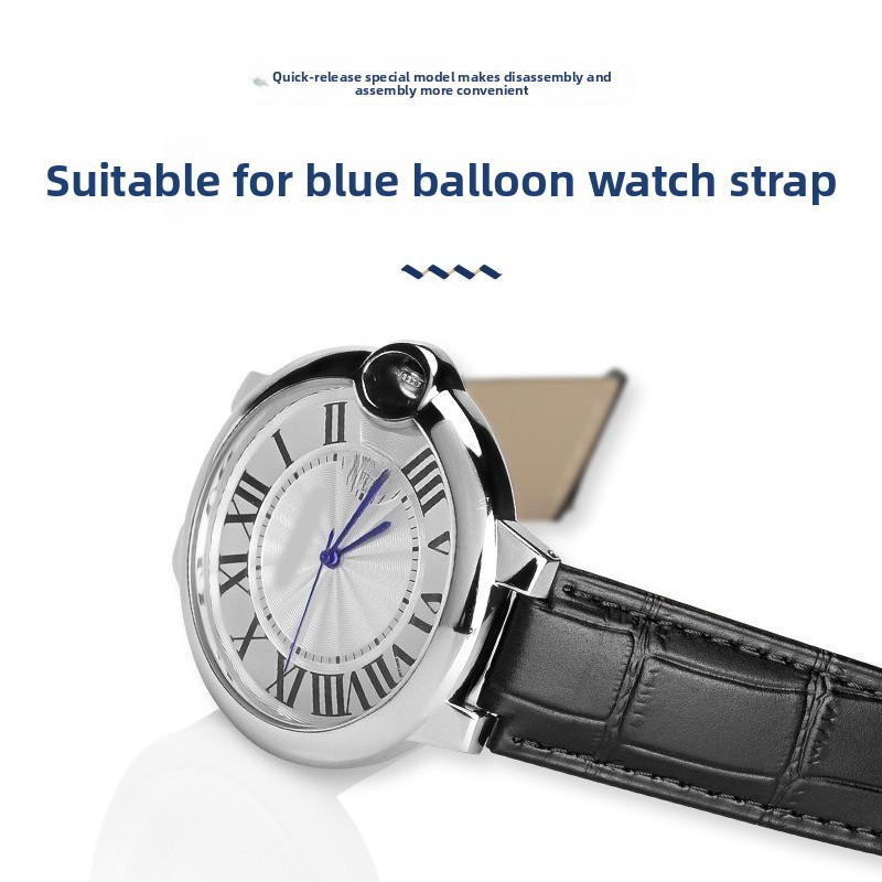 Genuine Leather Watch Strap 16 18 20mm without buckle for Cartier Blue Balloon