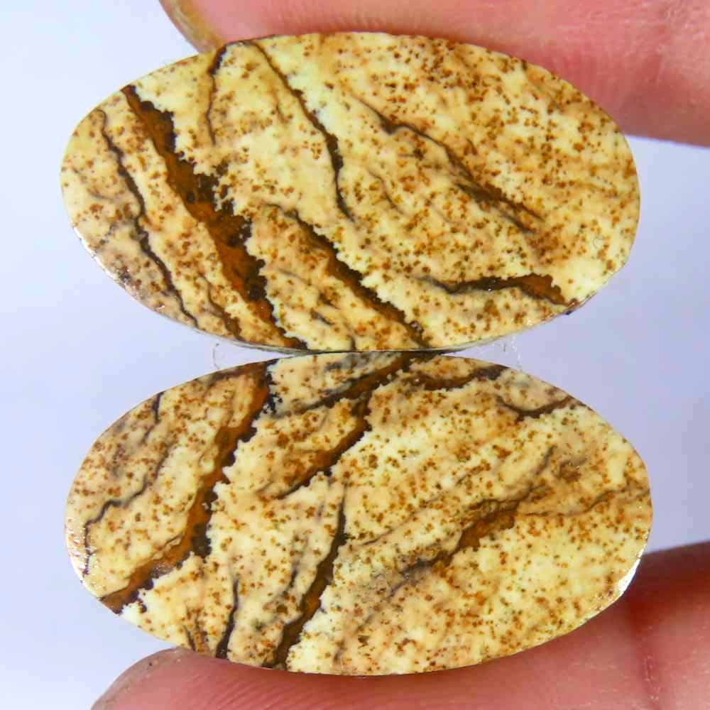 17.50Cts.100%Natural Designer Picture Jasper Pair Oval Cab 13x23x3mm Gemstone