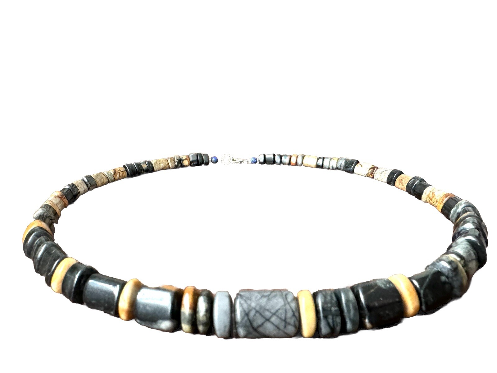 Stunning & natural unique shape mixed color Jasper stone handmade necklace 54grm