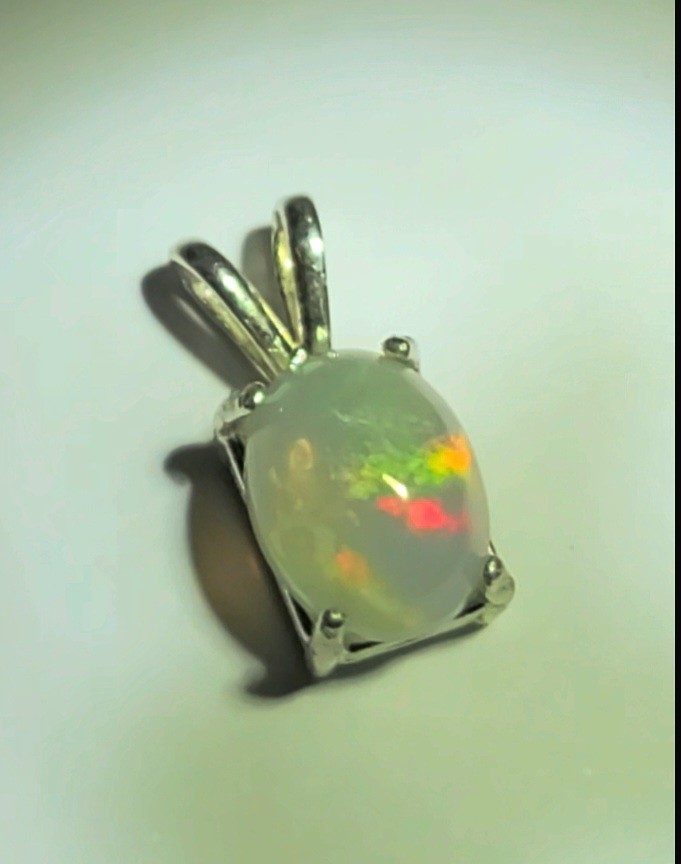 Ethiopian Fire Opal Pendant For Necklace 9×7/ 925 Sterling Silver (SEE DETAILS)