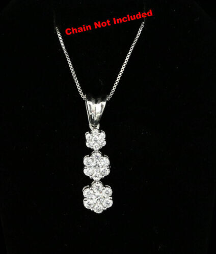 Tripple Flower Shape White 925 Sterling Silver Pendant 0.00ct Cubic Zirconia