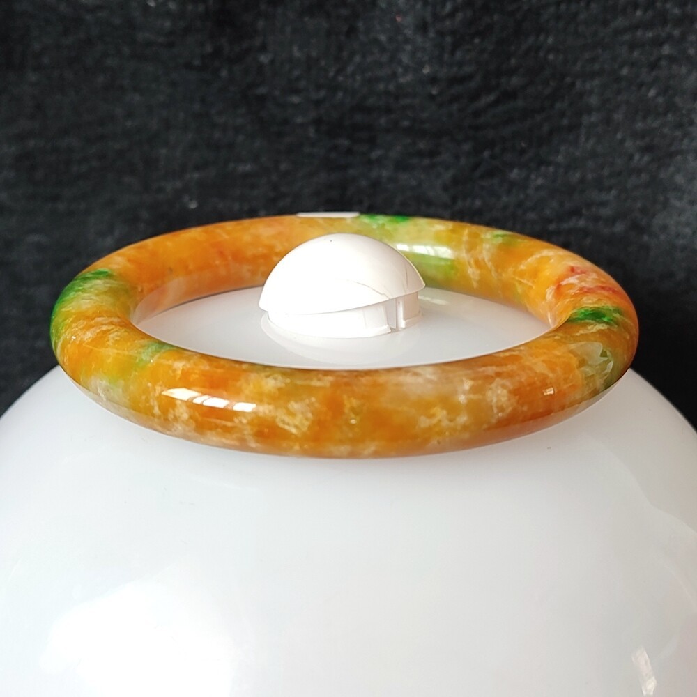 Certified Grade A Yellow Green 57mm Natural Burma Jade jadeite Bangle Bracelet