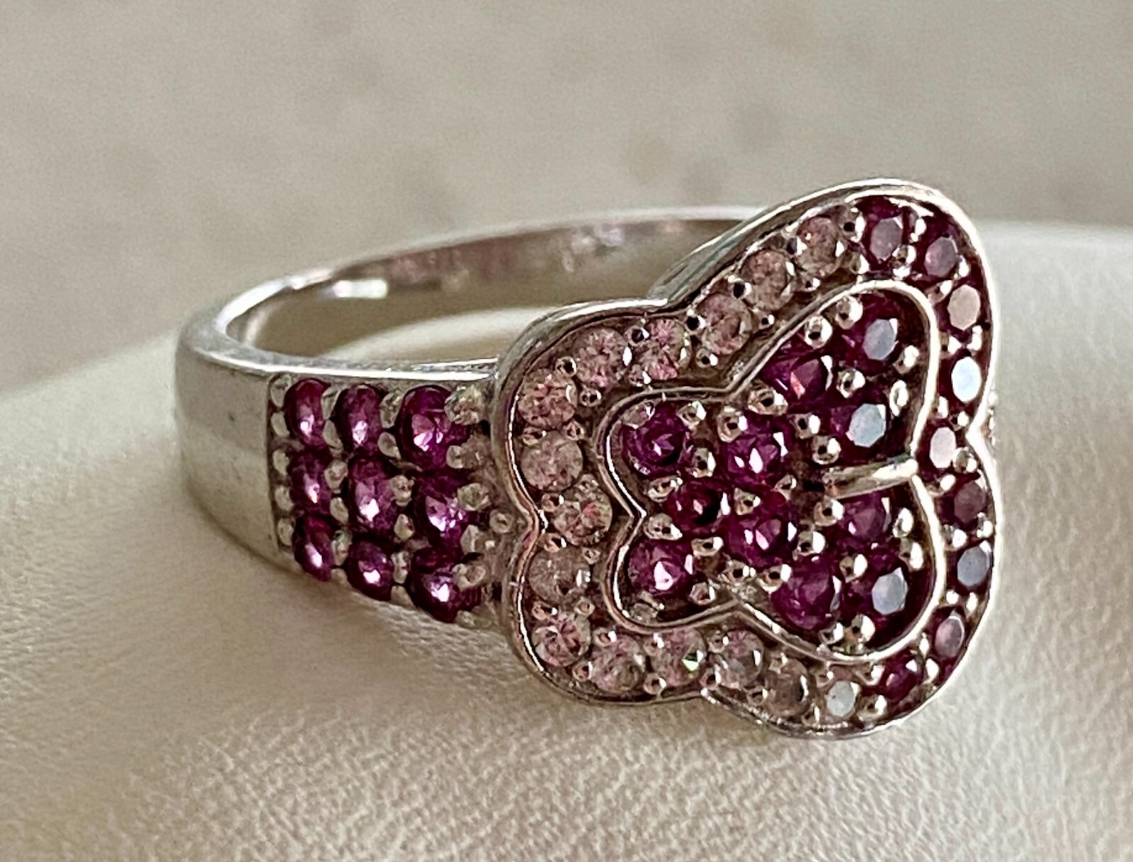 BBJ Pink Sapphire Butterfly Ring 925 Bangkok Ratnaraj Jewelers Size 8 Silver