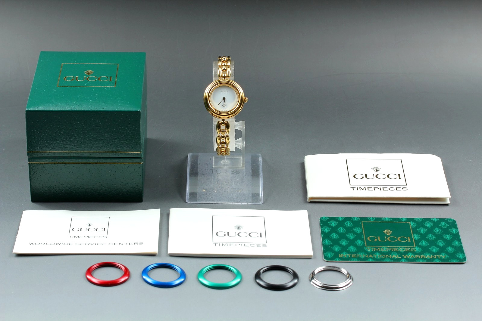 Full Set [Near MINT] GUCCI Change Bezel 11/12 6 Colors Gold Quartz Women’s Watch