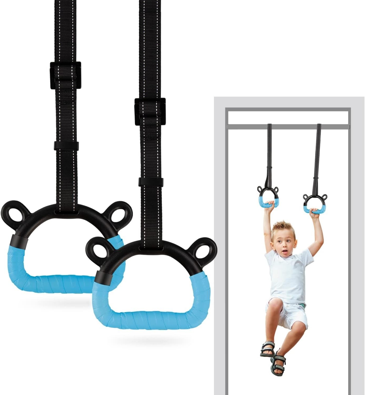 Kids Gymnastic Rings with Adjustable Straps, 220lb Load, Indoor/Outdoor Use