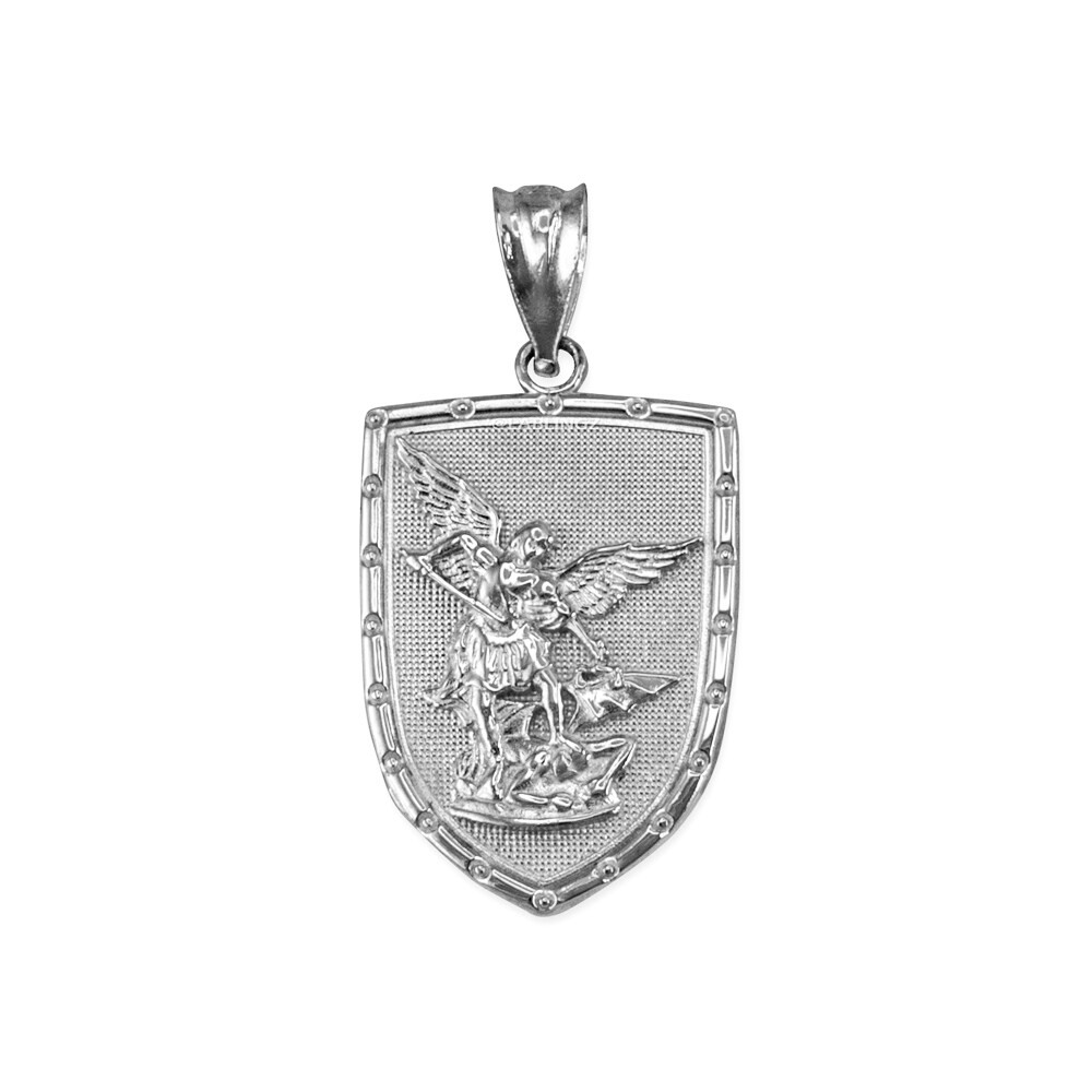 Gold St. Michael Shield Pendant Necklace | Protection Charm | 10k / 14k