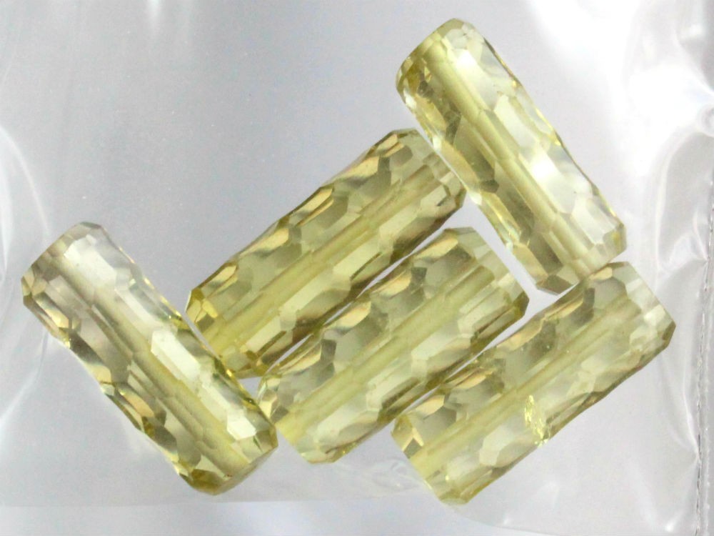 AAA Natural Lemon Quartz Faceted Tube Log Gemstone Beads