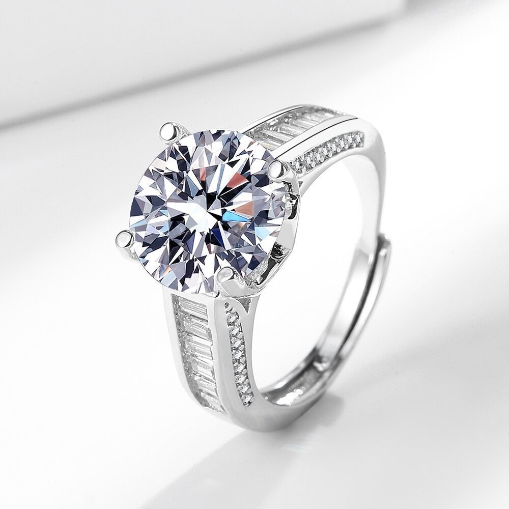 Contemporary Dual Track Ring with 5CT High Carbon Diamond and Adjustable Size