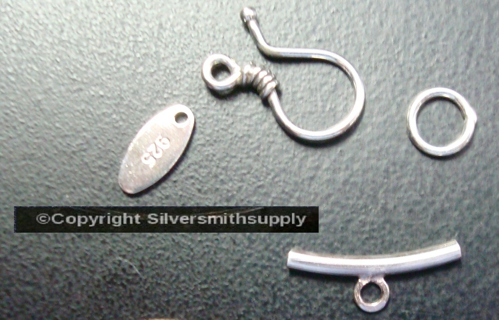 STERLING Silver handmade hook clasp, pendant slide, and 925 Signature Tag SSC019