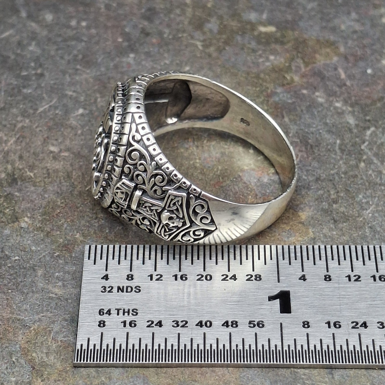Men’s 925 Sterling Silver Viking Ship Ring Norse Longship Oxidized Sz 12.5