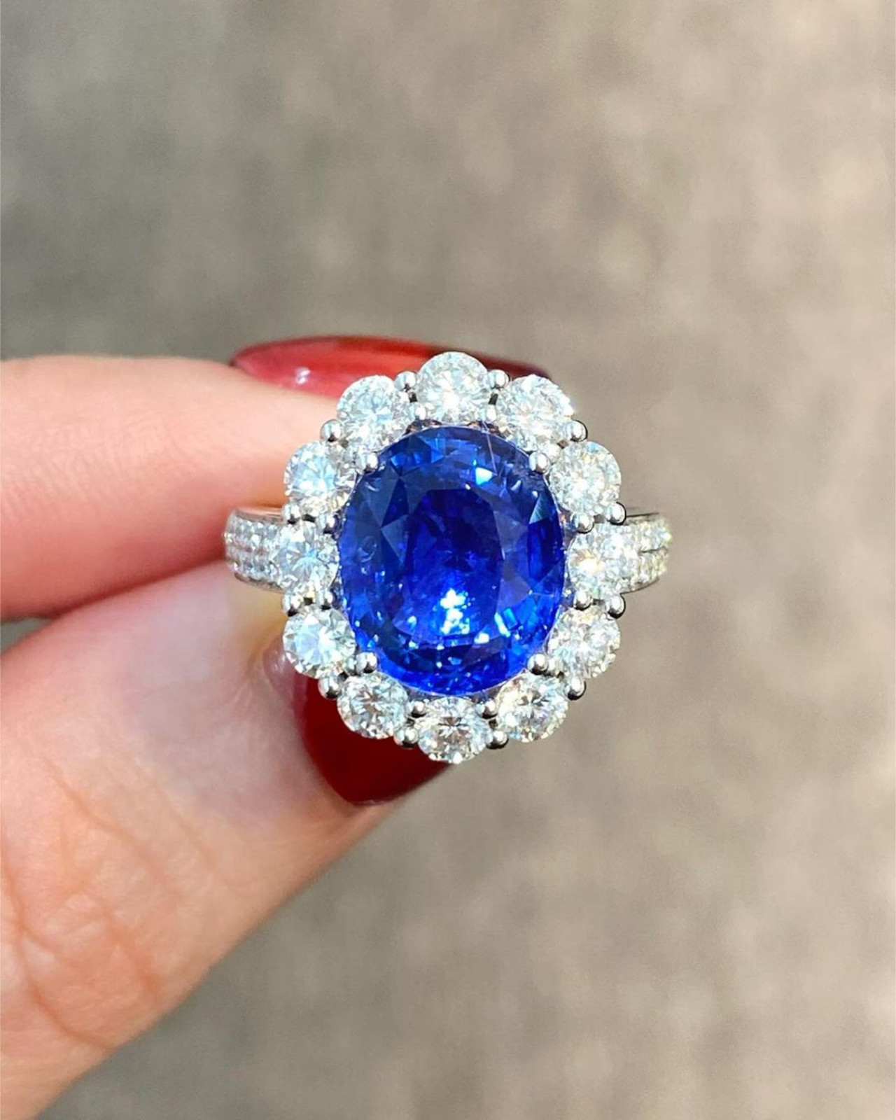 3.70 Ct Oval Cut Natural Sapphire Diamond Engagement Ring 14K White Gold Size 7