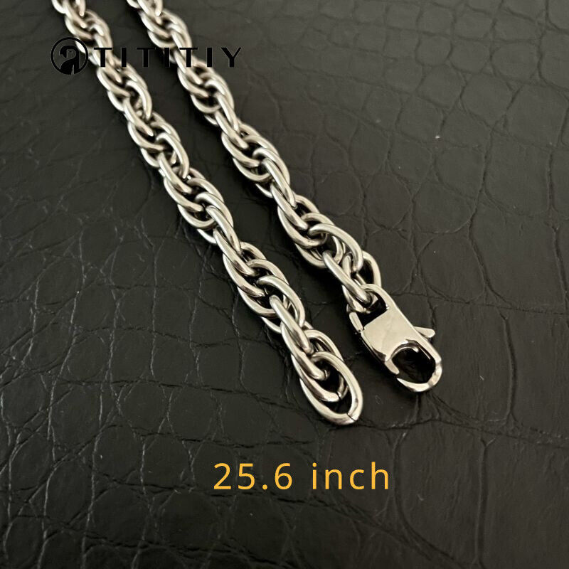 New Pure Titanium Twisted Necklace Wide 7mm Wide Anti Allergic 25.6 Inch Gift