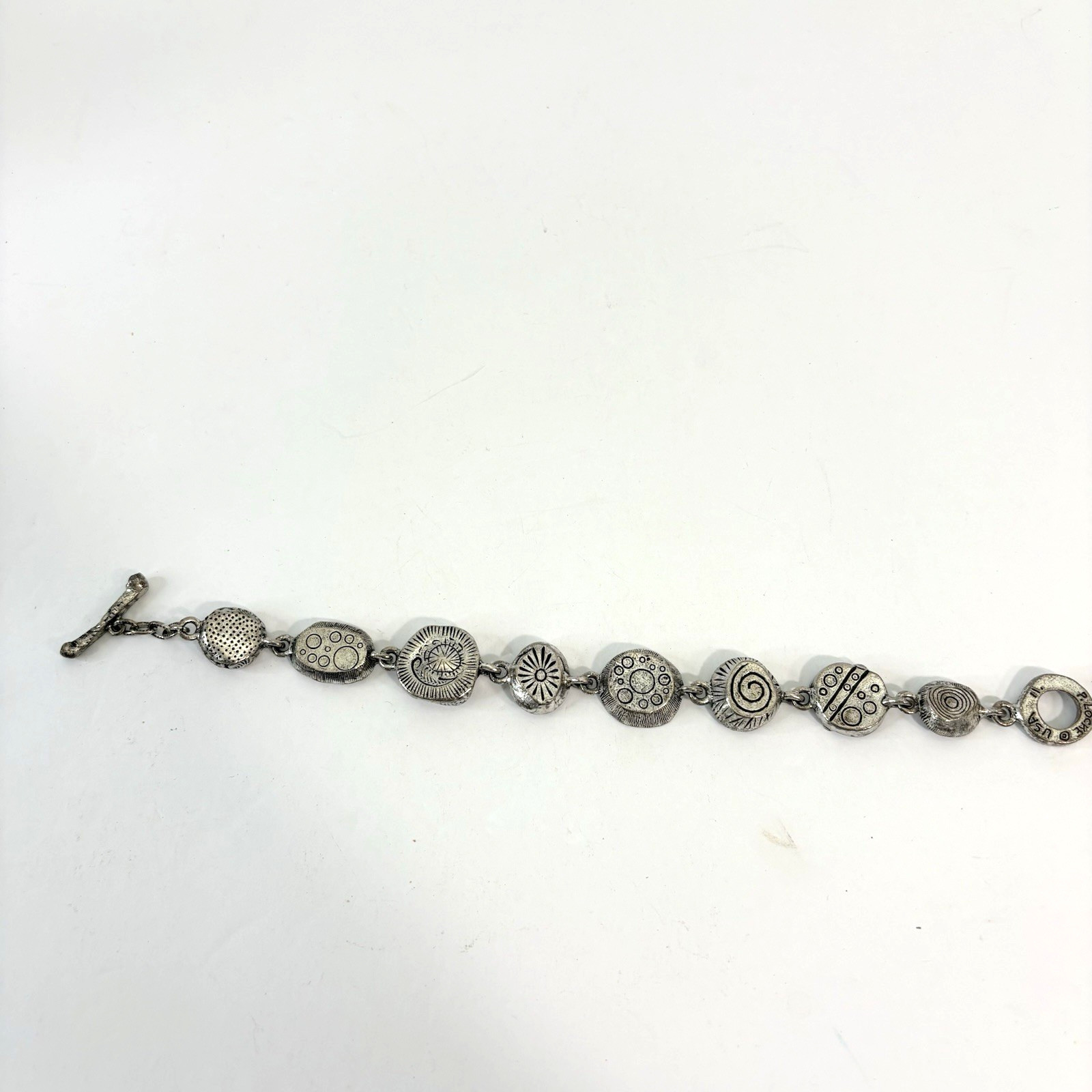 Patricia Locke Bracelet Silver Plate Swarovski Crystals Toggle 7.5″ Signed